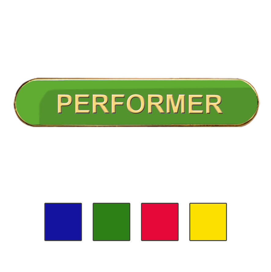 Coloured Bar Shaped Performer Badges