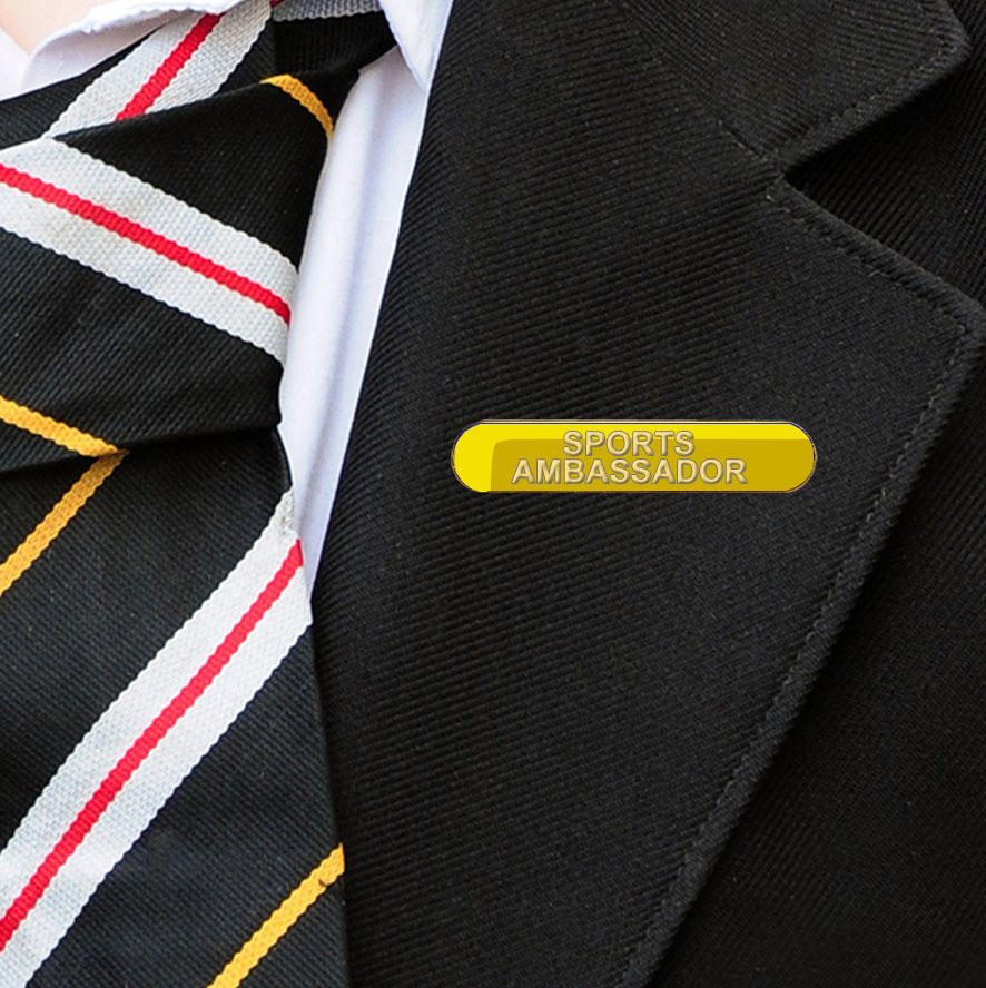 Yellow Bar Shaped Sports Ambassador Badge