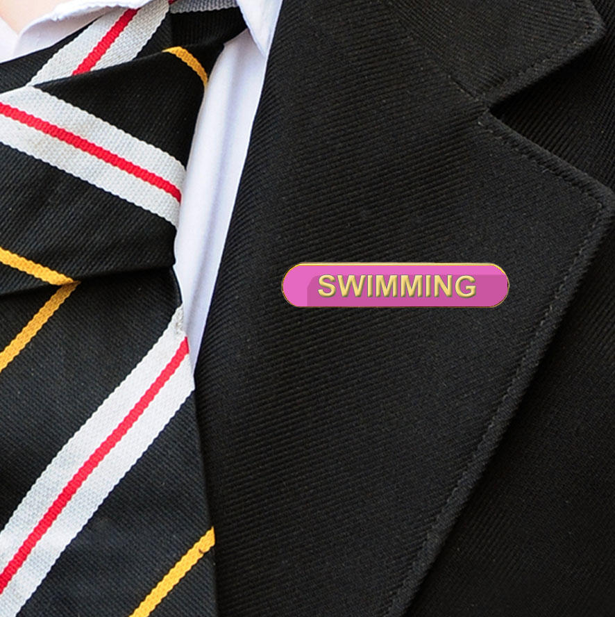Pink Bar Shaped Swimming Badge