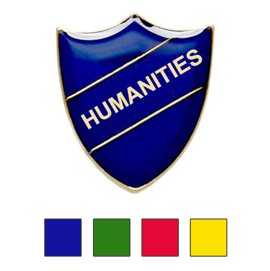Coloured Shield Shaped Humanities Badges