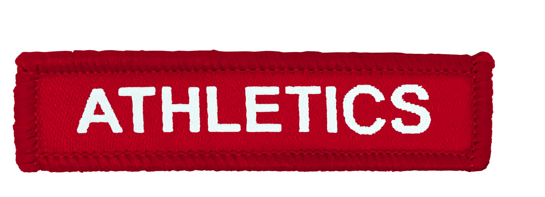 Woven Red Athletics Badge