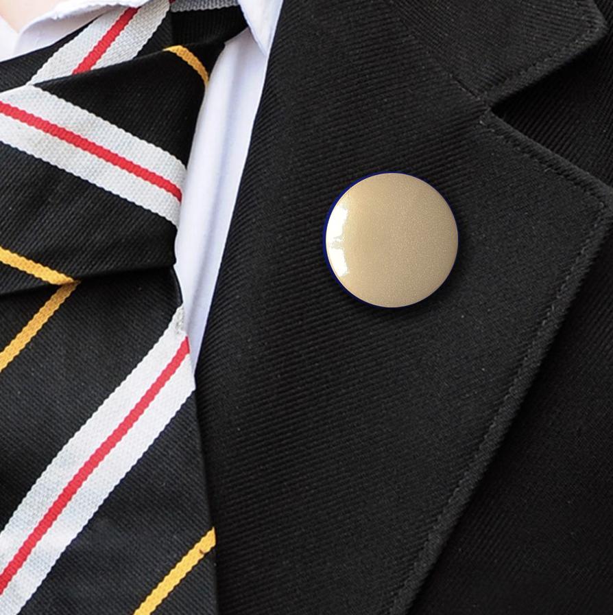 metallic plastic button badge gold