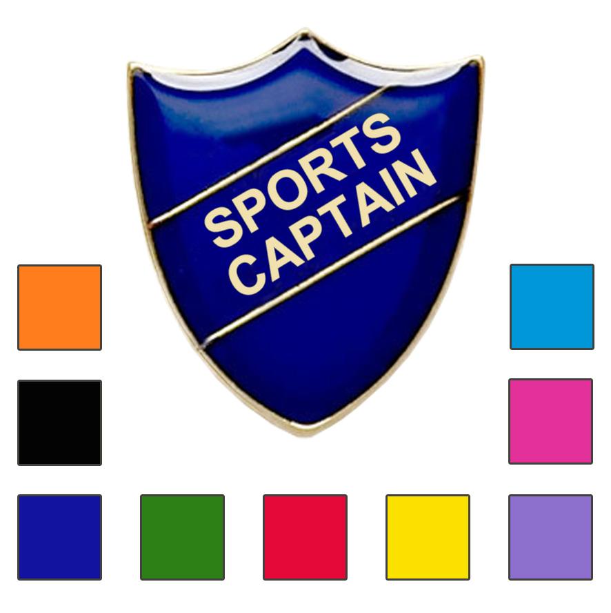Coloured Shield Shaped Sports Captain Badges