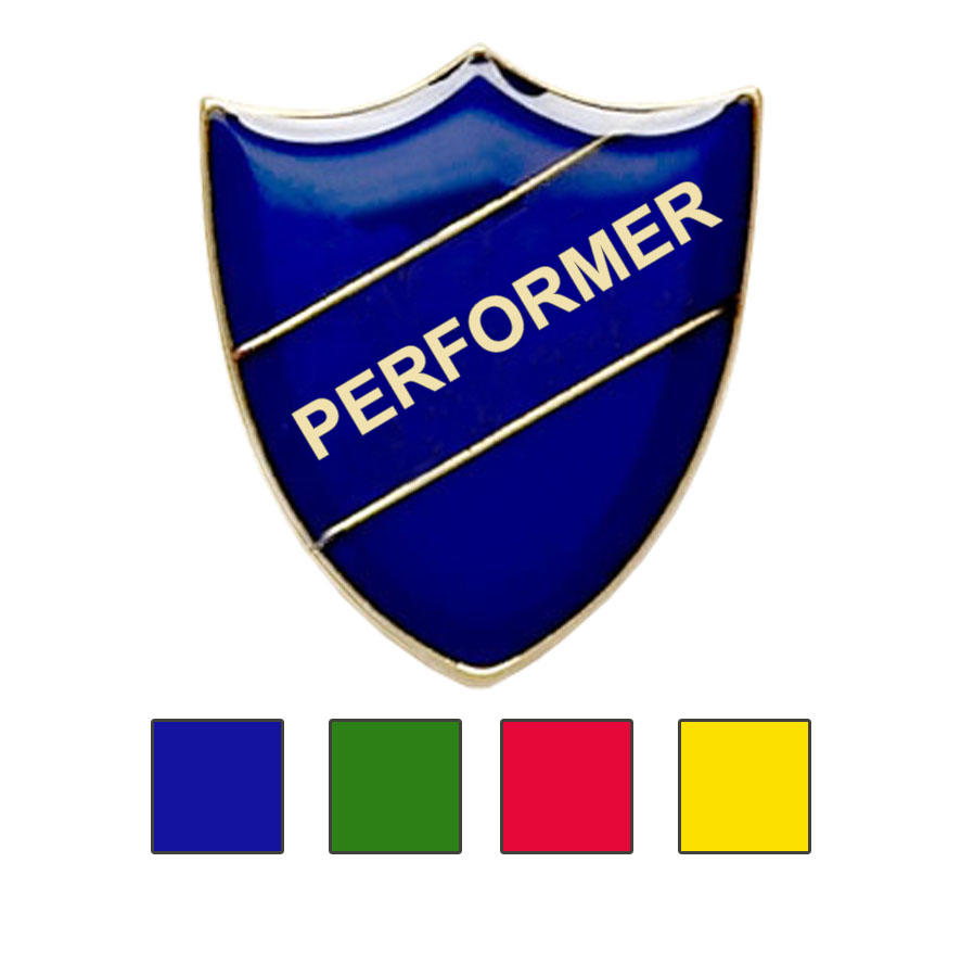Coloured Shield Shaped Performer Badges
