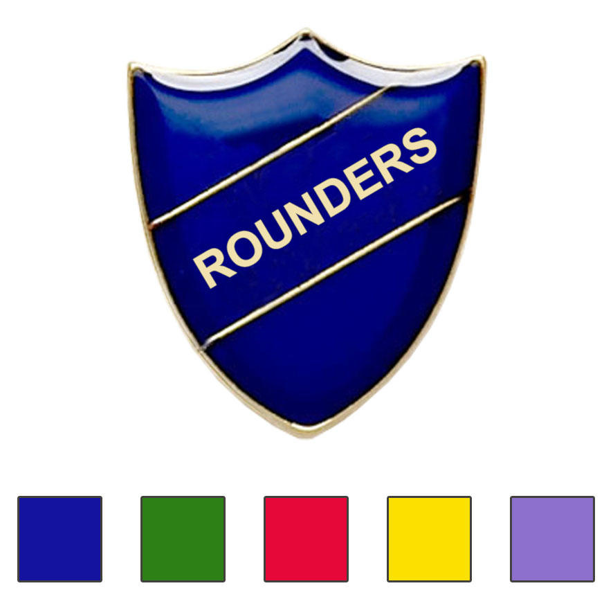 Coloured Shield Shaped Rounders Badges