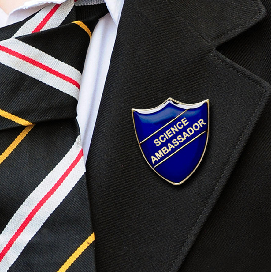 Blue Shield Shaped Science Ambassador Badge