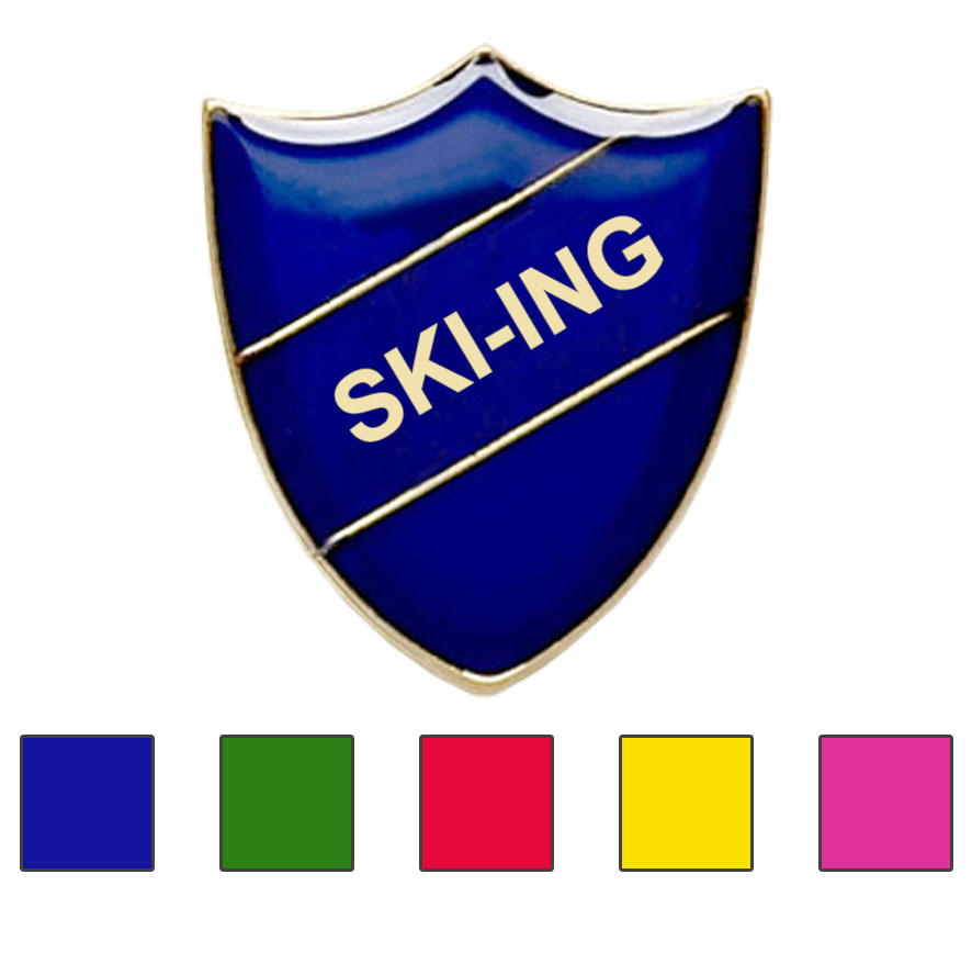 Coloured Shield Shaped Ski-ing Badges