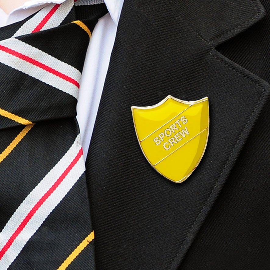 Yellow Shield Shaped Sports Crew Badge
