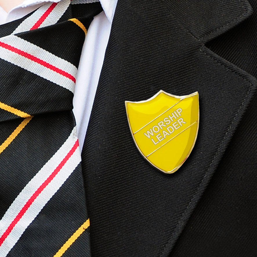 Yellow Shield Shaped Worship Leader Badge