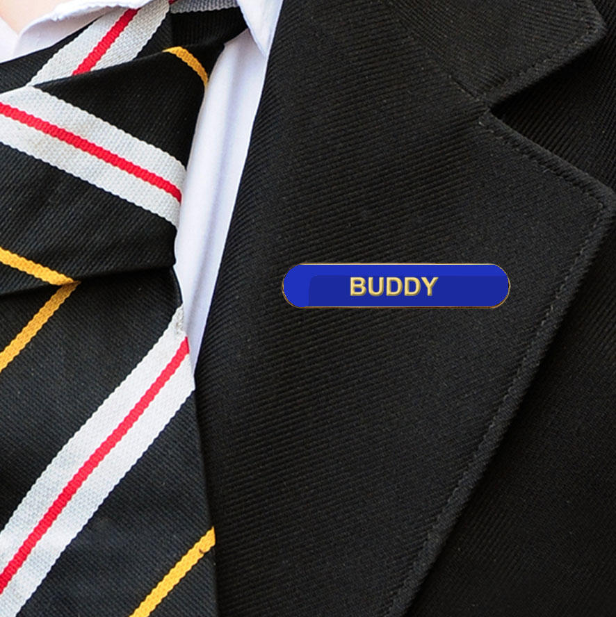 Blue Bar Shaped Buddy Badge