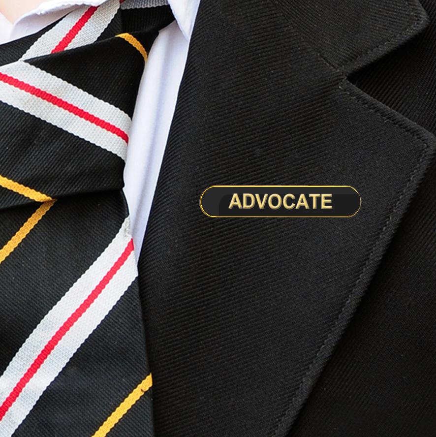 black ADVOCATE School Badge (Bar Shape)