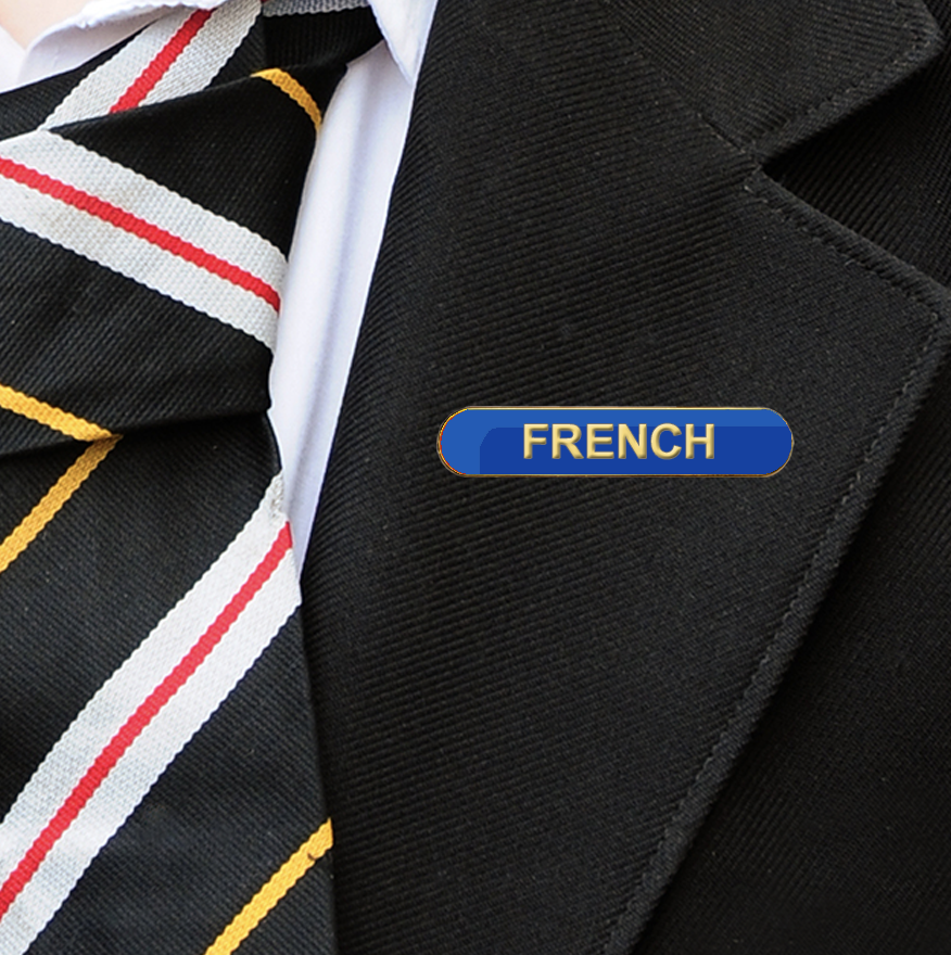 french bar badge blue on blazer
