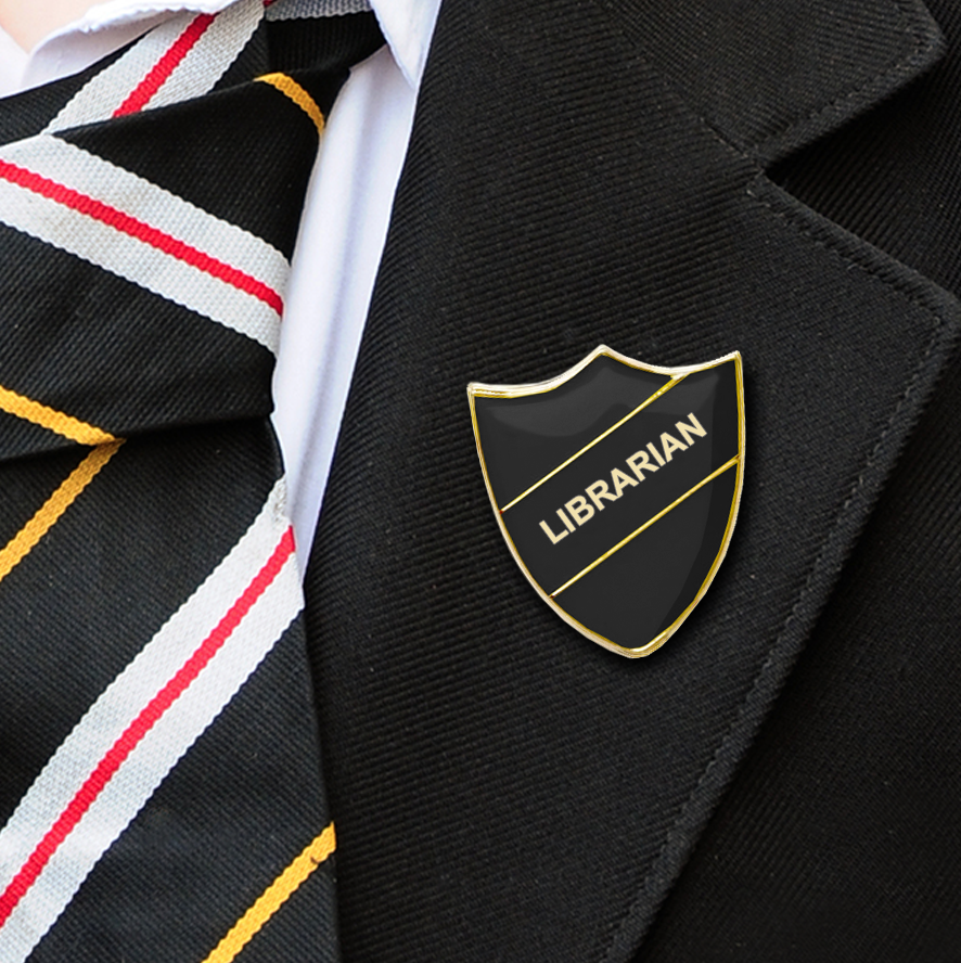 Librarian school badges shield black
