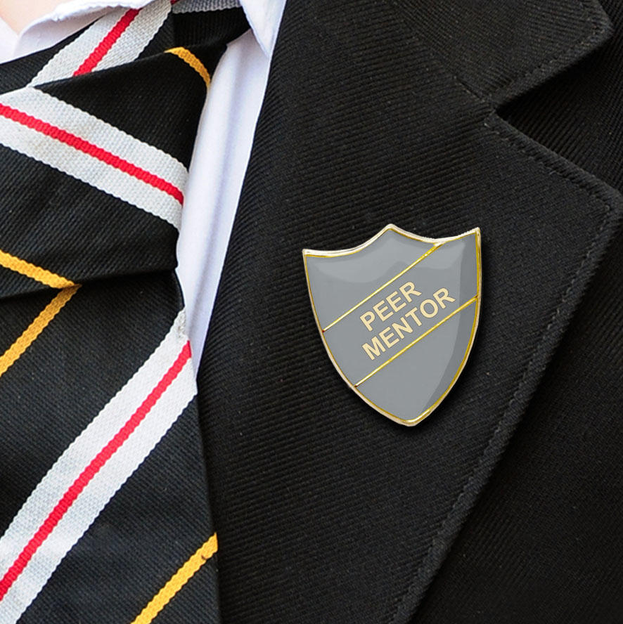Grey Shield Shaped Peer Mentor Badge