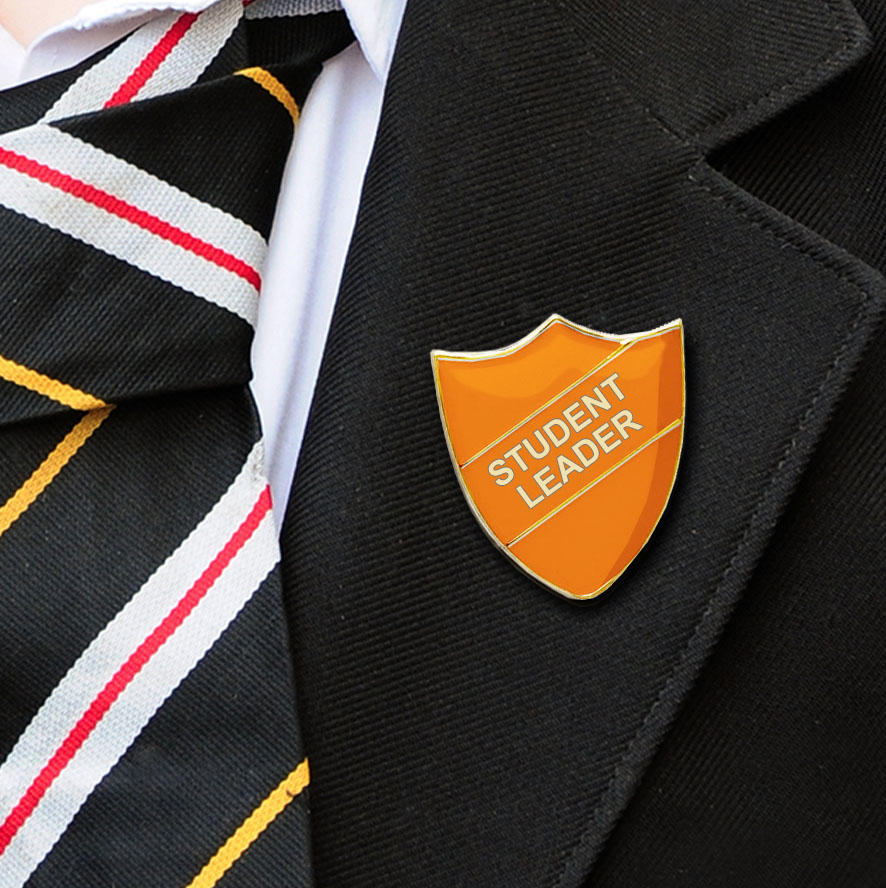 Orange Shield Shaped Student Leader Badge