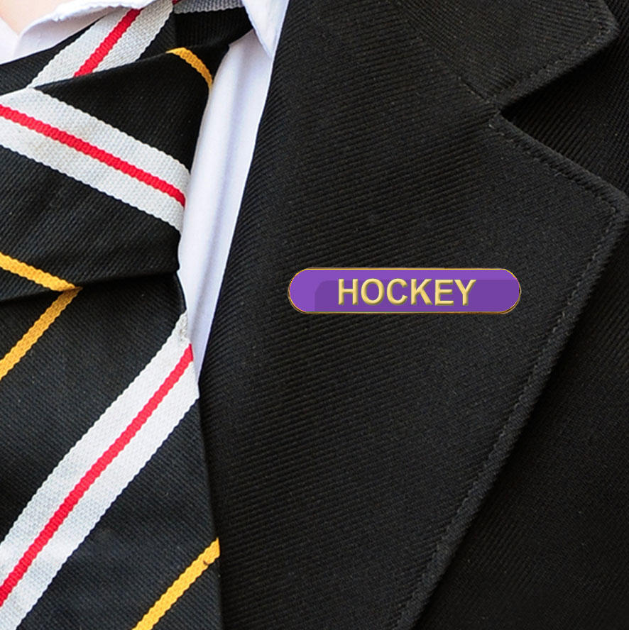 Purple Bar Shaped Hockey Badge
