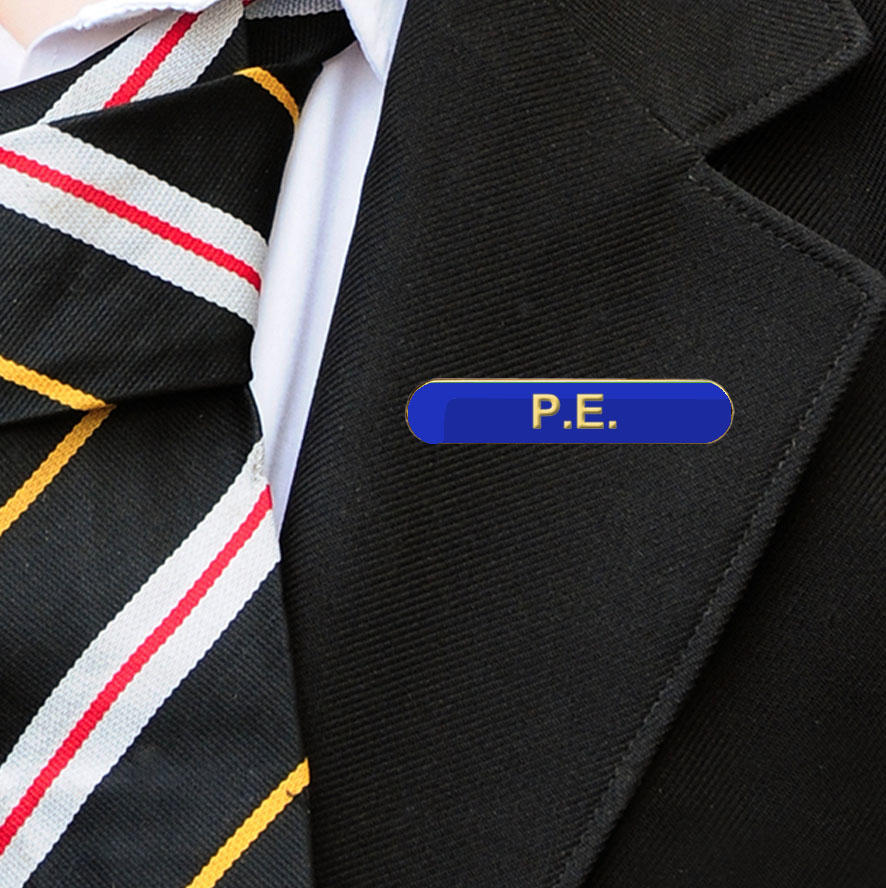 Blue Bar Shaped P.E. Badge