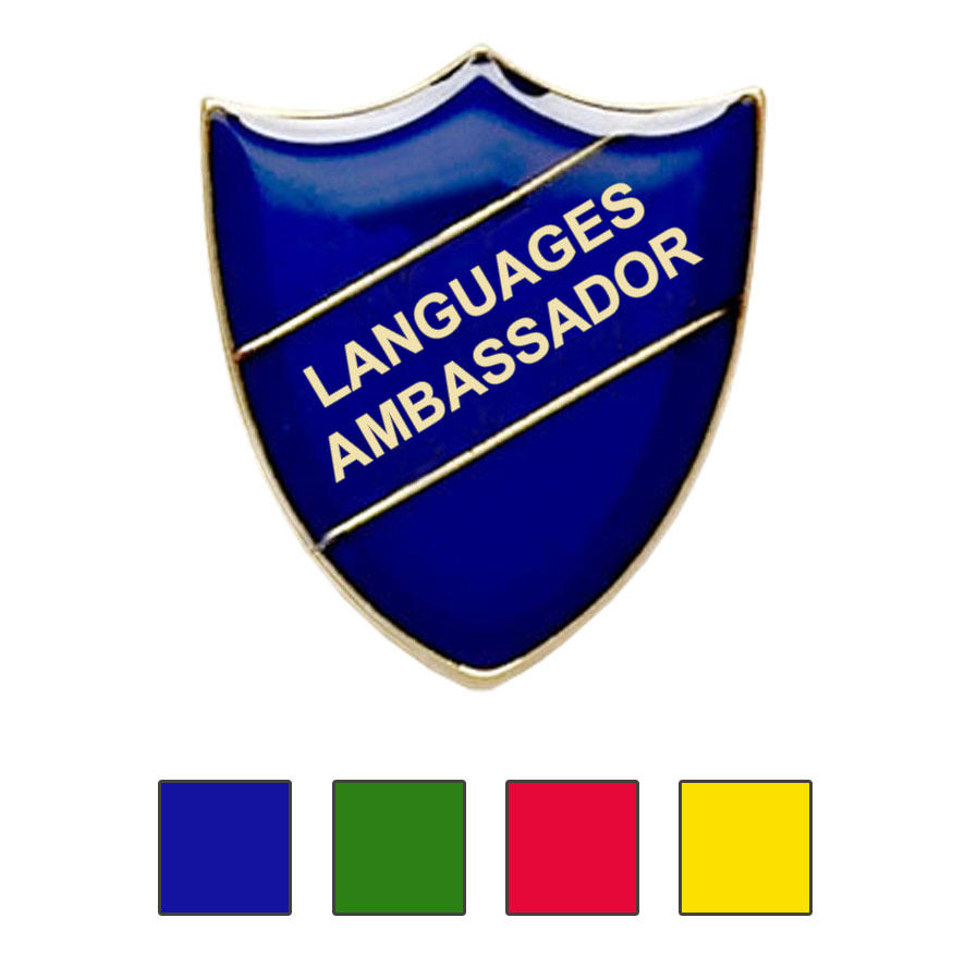Coloured Shield Shaped Languages Ambassador Badges