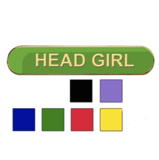 Coloured Bar Shaped Head Girl Badges
