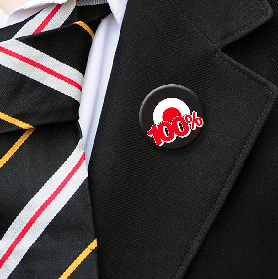 100% attendance badges red
