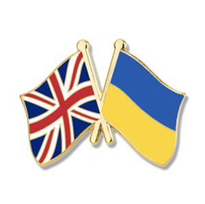 UK UKRAINE DOUBLE FLAG