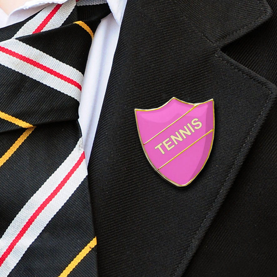 Pink Shield Shaped Tennis Badge