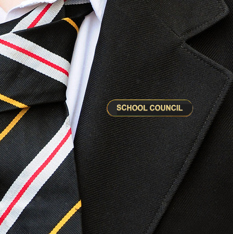 Black Bar Shaped School Council Badge