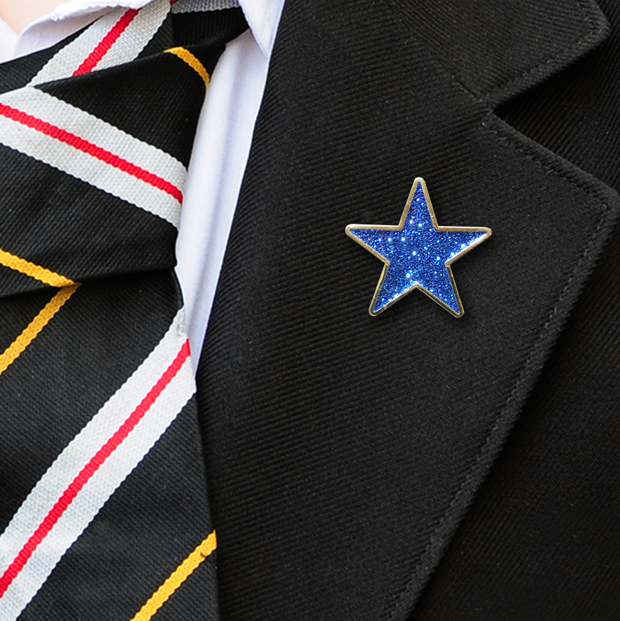 Blue Star Shaped Glitter Badge