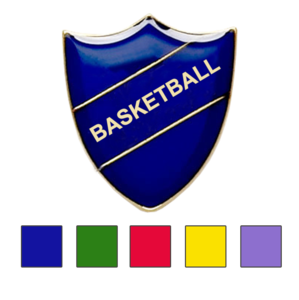 Coloured Shield Shaped Basketball Badges
