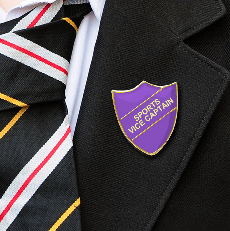 Purple Shield Shaped Sports Vice Captain Badge