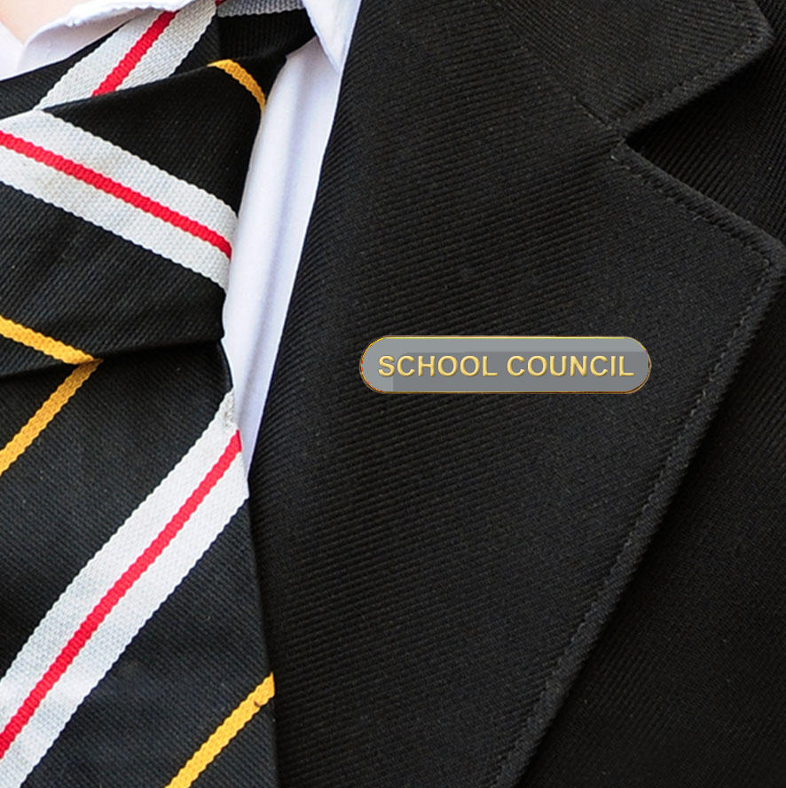 Grey Shield Shaped School Council Badge