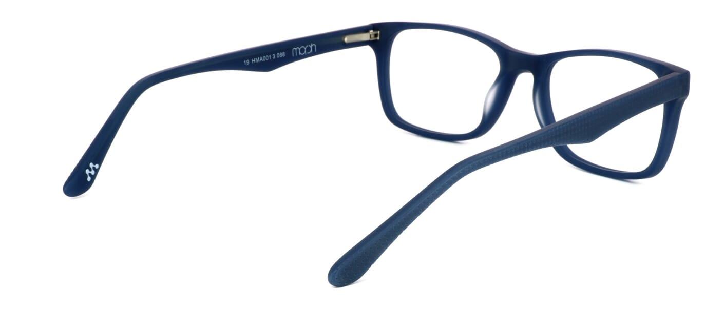 Hackleton - ladies matt blue acetate glasses with sprung hinge temples. This frame has rectangular shaped lenses - image view 4