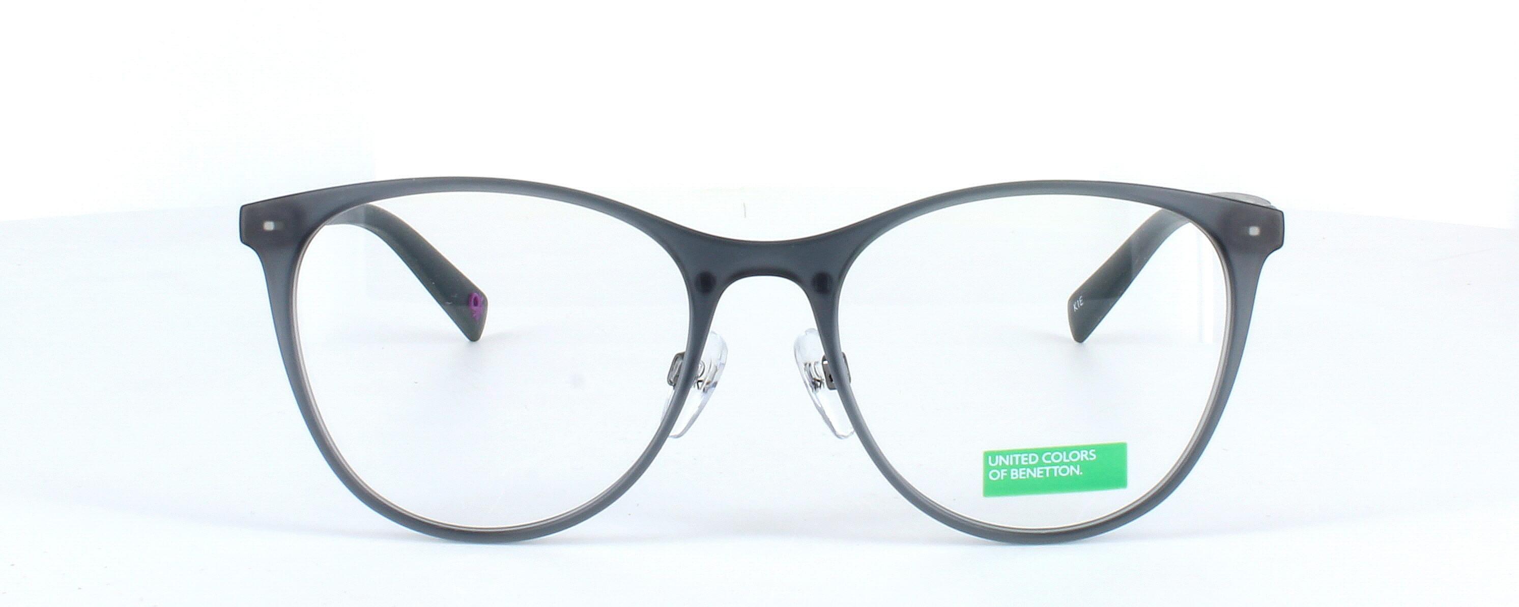 Benetton BEO1013 112 - Women's matt crystal grey round shaped TR90 lightweight plastic glasses frame with grey arms - image view 2