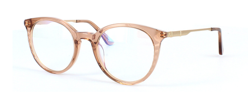 Edward Scotts BJ9211 - Crystal Brown -  Women's round shaped acetate with gold metal arms that are sprung hinged at the temples - image view 1