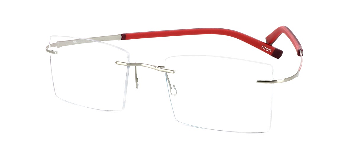 Labros - Unisex rimless titanium frames with soft rubber arm sleeves in red - image view 1