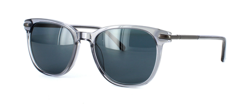 Brunel - Round shaped acetate sunglasses frame in crystal grey with sprung hinged temples - image view 1