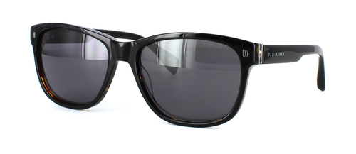 Dayton by Ted Baker - Unisex acetate sunglasses in black and tortoise with blue patterned reverse with black arms - image 1