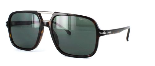 Men's aviator style acetate and metal sunglasses with rectangular shaped lenses in havan - image view 1