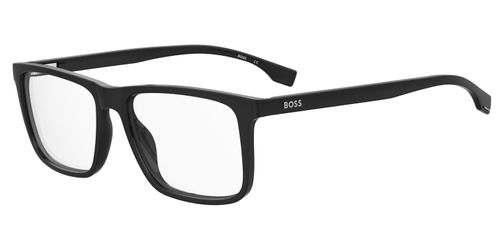 Men's full rim plastic glasses frame with rectangular shaped lenses, sprung hinged temples and embossed BOSS logo at the temples - image view 1