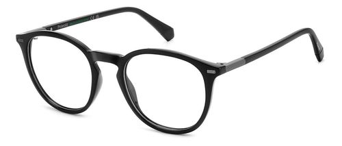 Unisex, round shaped, full rim, eco polyamide frame in shiny black - image view 1