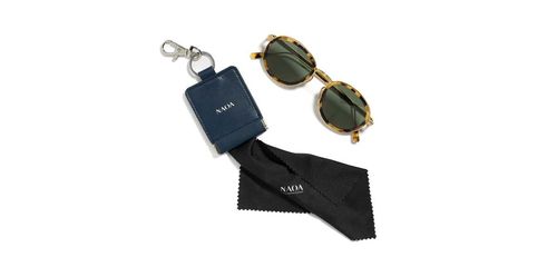 NAOA Apple-Leather Keyring w/ Microfiber Cloth - Navy