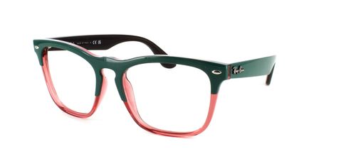 Ray Ban 4487 - Unisex rectangular acetate with barrel hinges in dark green with crystal red lower - image view 1