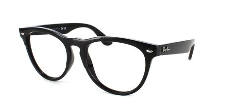 Ray Ban 4471 - Women's round shaped smooth shiny black acetate with flatter top, barrel hinges and matching arms - image view 1