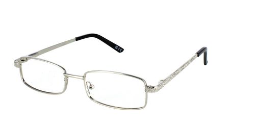 Moira - Shiny Silver women's rectangular metal full rim optical frames in silver with sprung hinges - image view 1