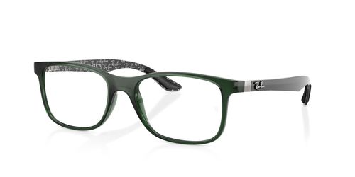 Ray Ban 8903 8465 unisex's rectangular carbon fiber full rim optical frames in crystal green with fixed hinges - image view 2