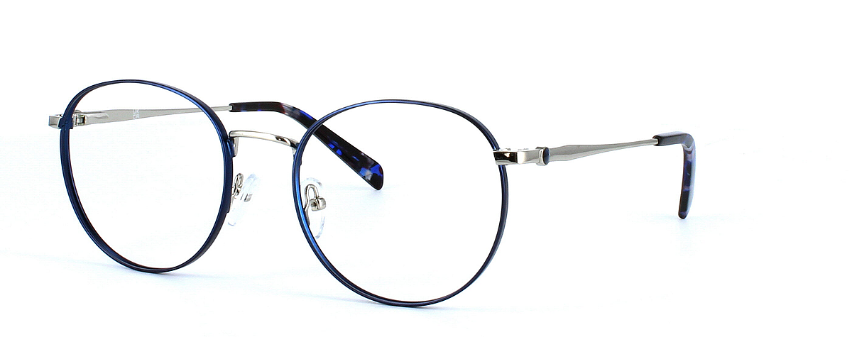 Borealis - Ladies 2-tone round metal glasses - blue & silver - image 1