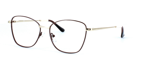 Taurus - unisex 2-tone square shaped metal glasses - brown & gold - image 1