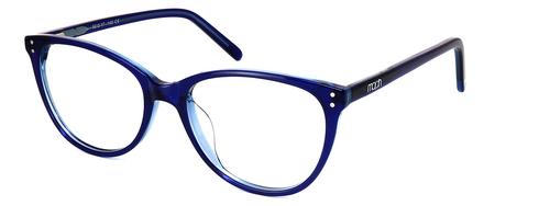 Mabrista - Ladies oval shaped acetate glasses in dark blue with crystal blue reverse - image view 1