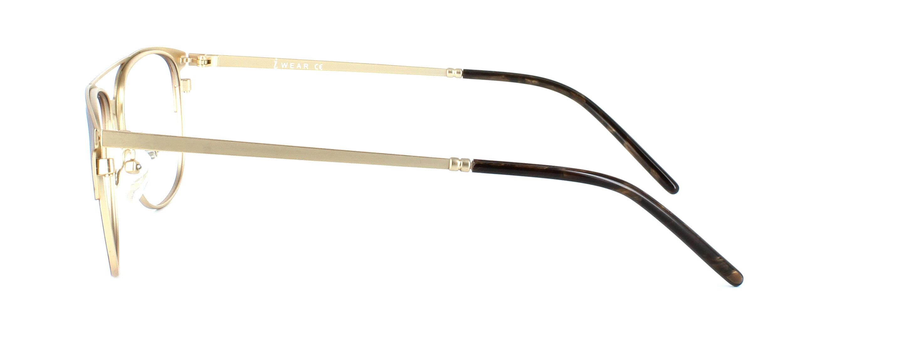 Nyton - Ladies full rim metal glasses in brown and gold - image view 2