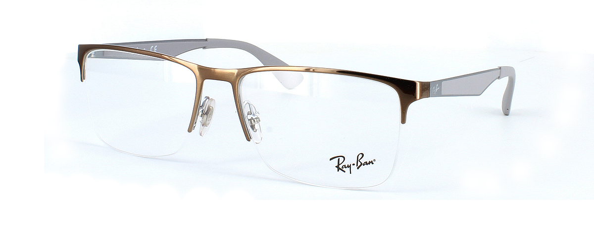 Gents semi-rimless glasses in bronze by Ray Ban - RB6335 - image 1